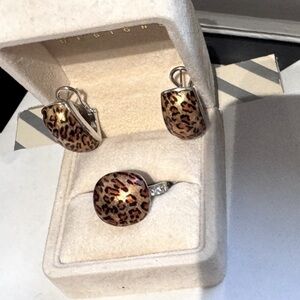 🐾 RARE Vintage Sterling Silver Panther Print Earrings & Ring Set–Fierce, Fun 🐾